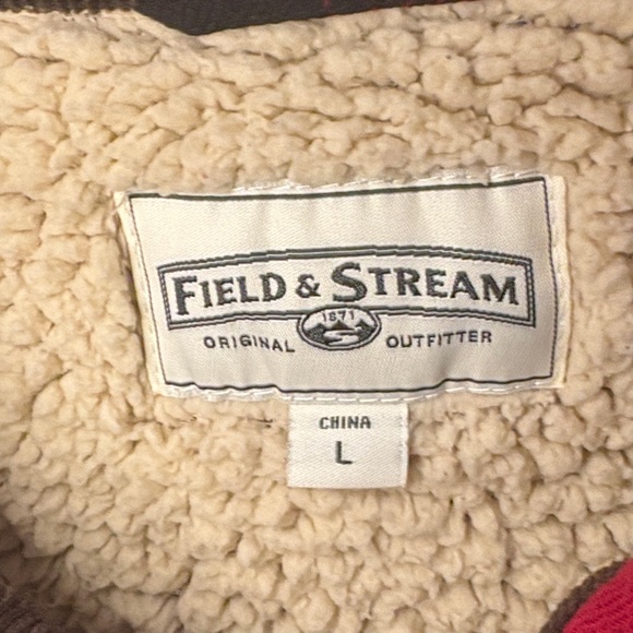 Field & Stream Red Plaid Flannel Fleece Shirt Jacket Size Large - Picture 2 of 11